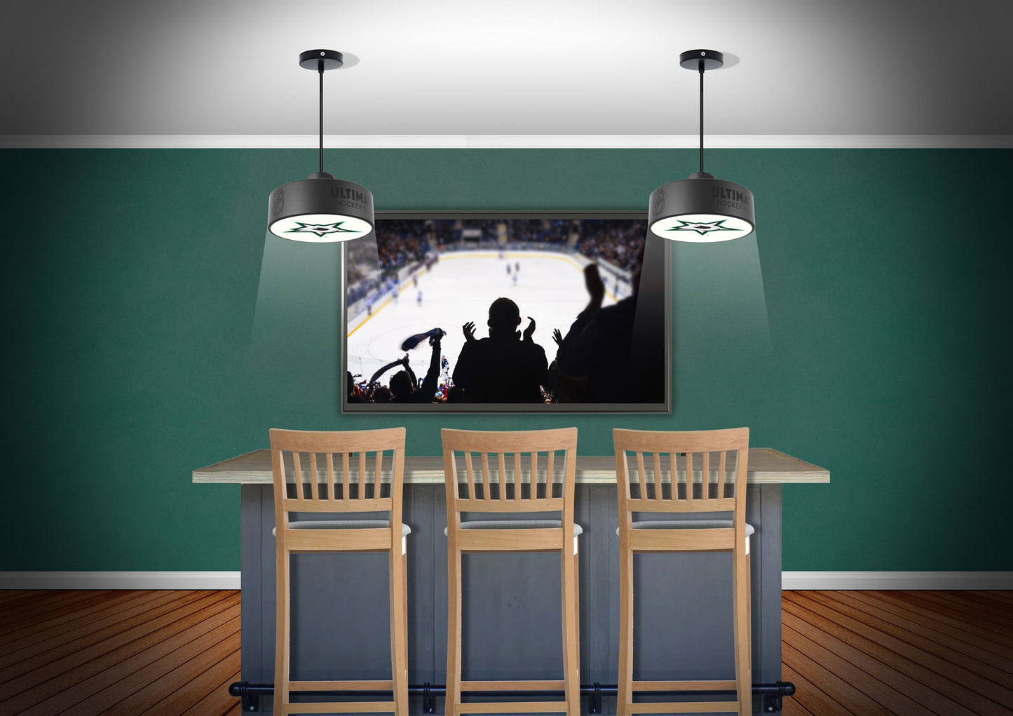 Dallas Stars™ Hockey Pendant Puck Light Fixture