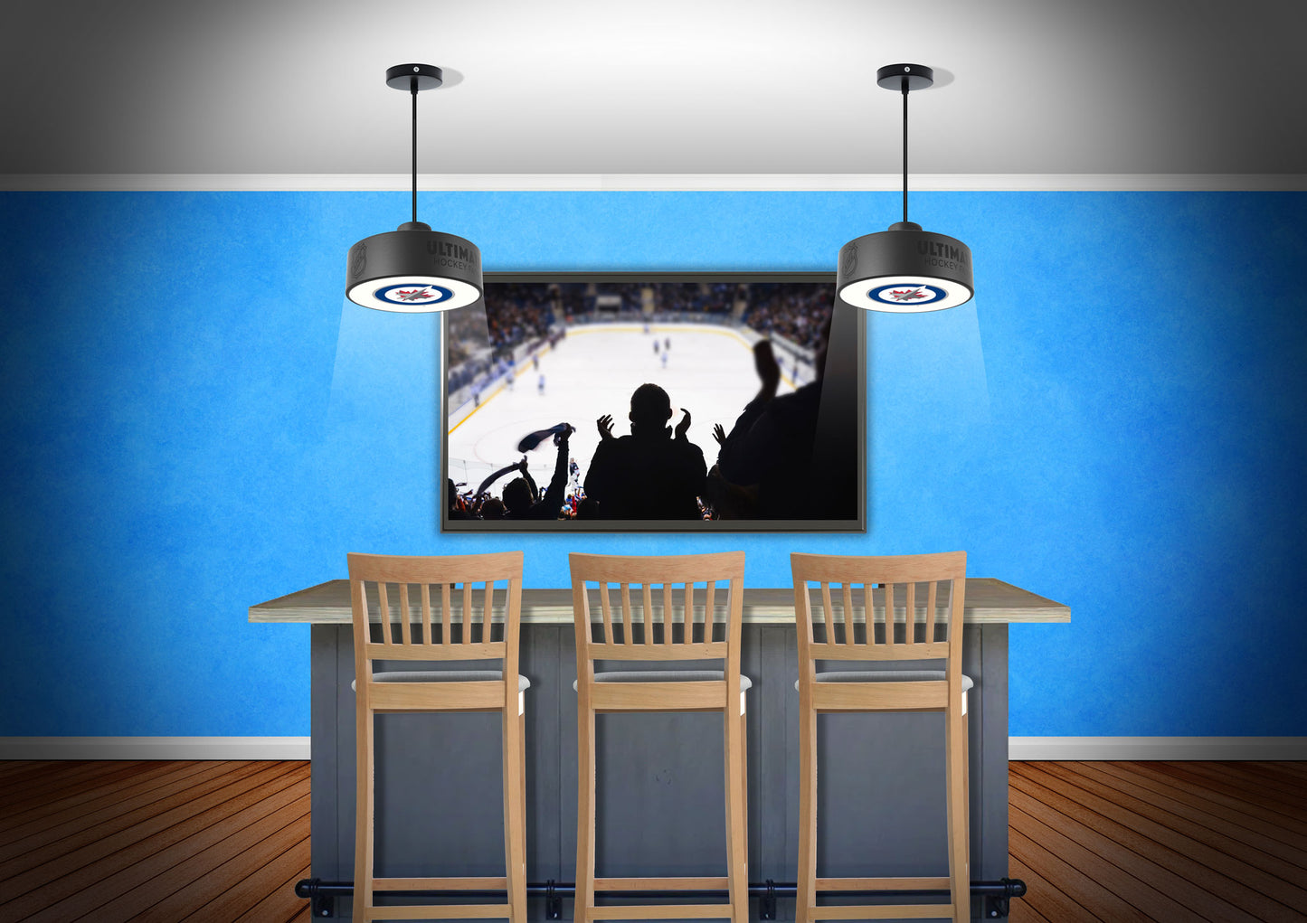 Winnipeg Jets™ Hockey Pendant Puck Light Fixture