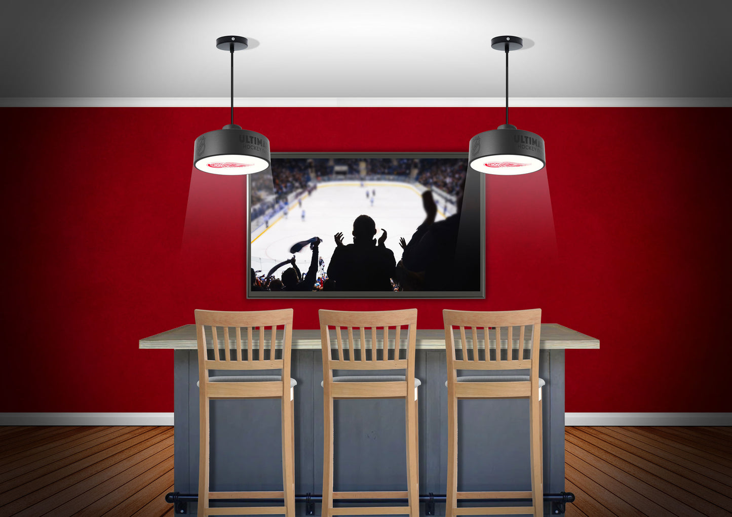 Detroit Red Wings® Hockey Pendant Puck Light Fixture