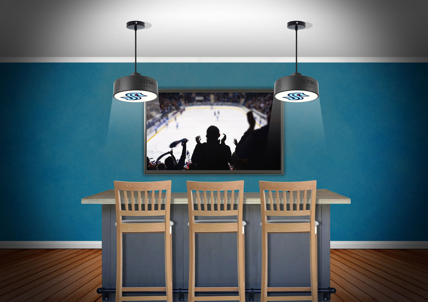 Seattle Kraken™ Hockey Pendant Puck Light Fixture
