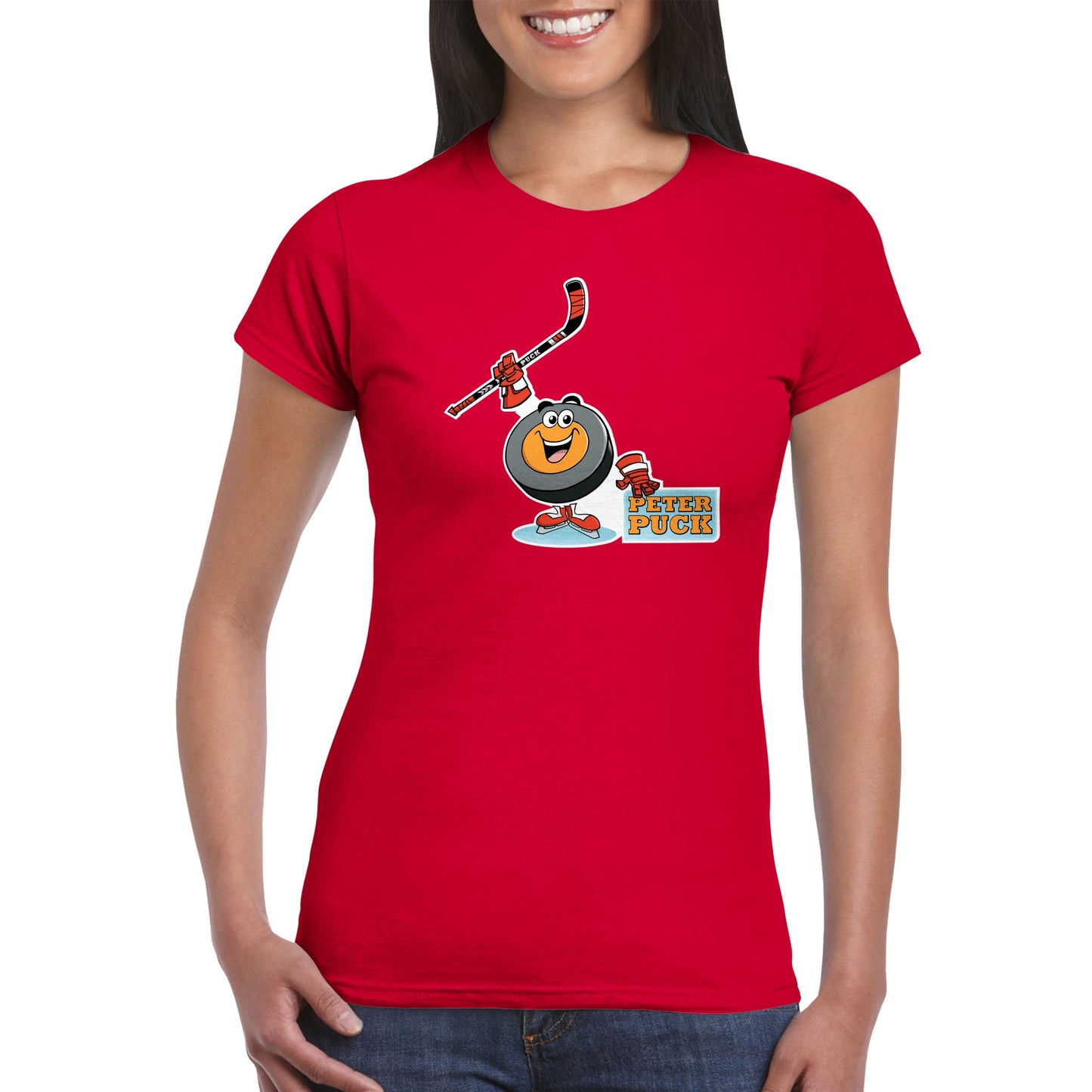 Peter Puck Celly Classic Womens Crewneck T-shirt