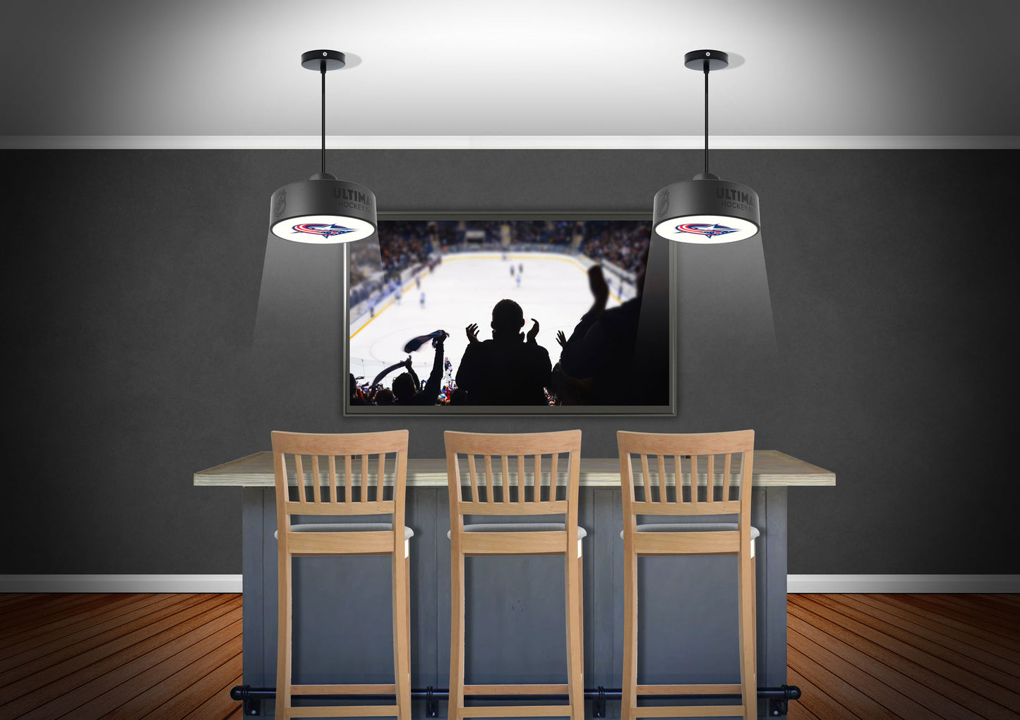 Columbus Blue Jackets® Hockey Pendant Puck Light Fixture