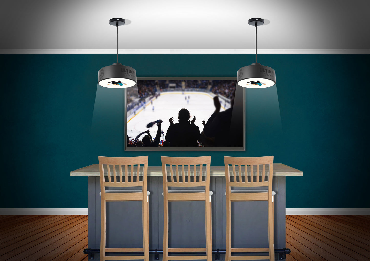San Jose Sharks® Hockey Pendant Puck Light Fixture