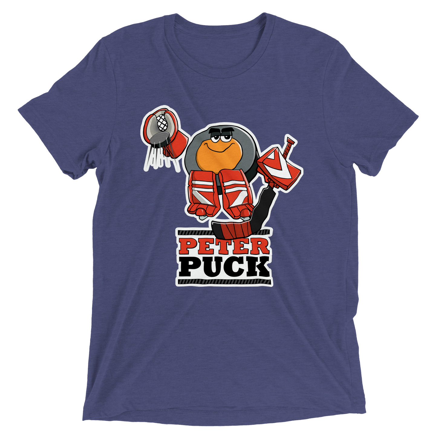 Peter Puck Plays Goalie Mens Triblend Crewneck T-shirt