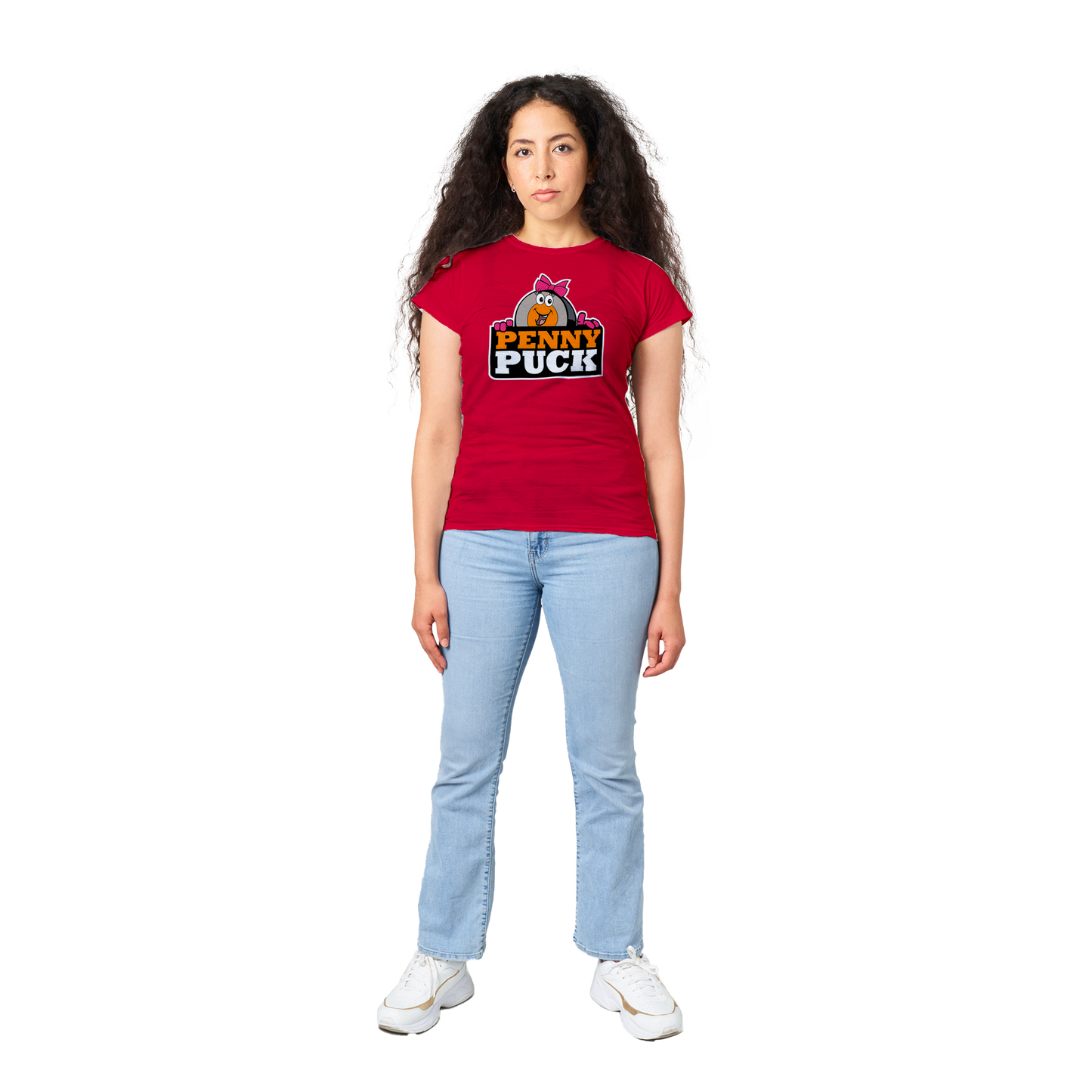 Penny Puck Peek Classic Womens Crewneck T-shirt
