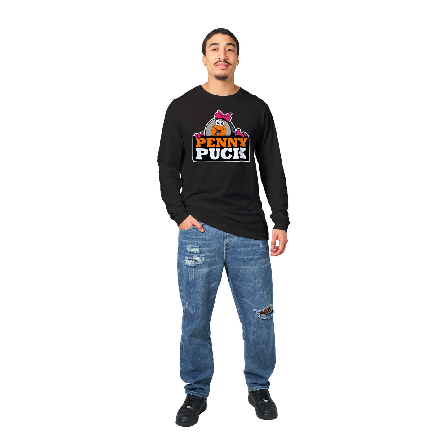 Penny Puck Peek Premium Mens Longsleeve T-shirt