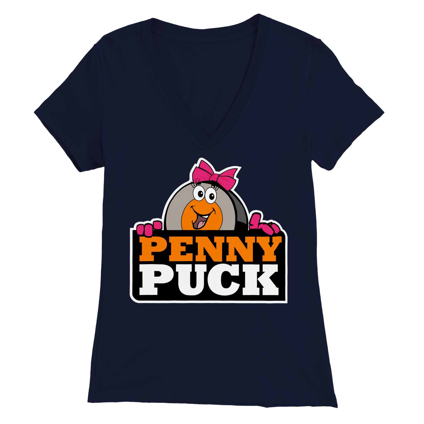 Penny Puck Peek Premium Womens V-Neck T-shirt