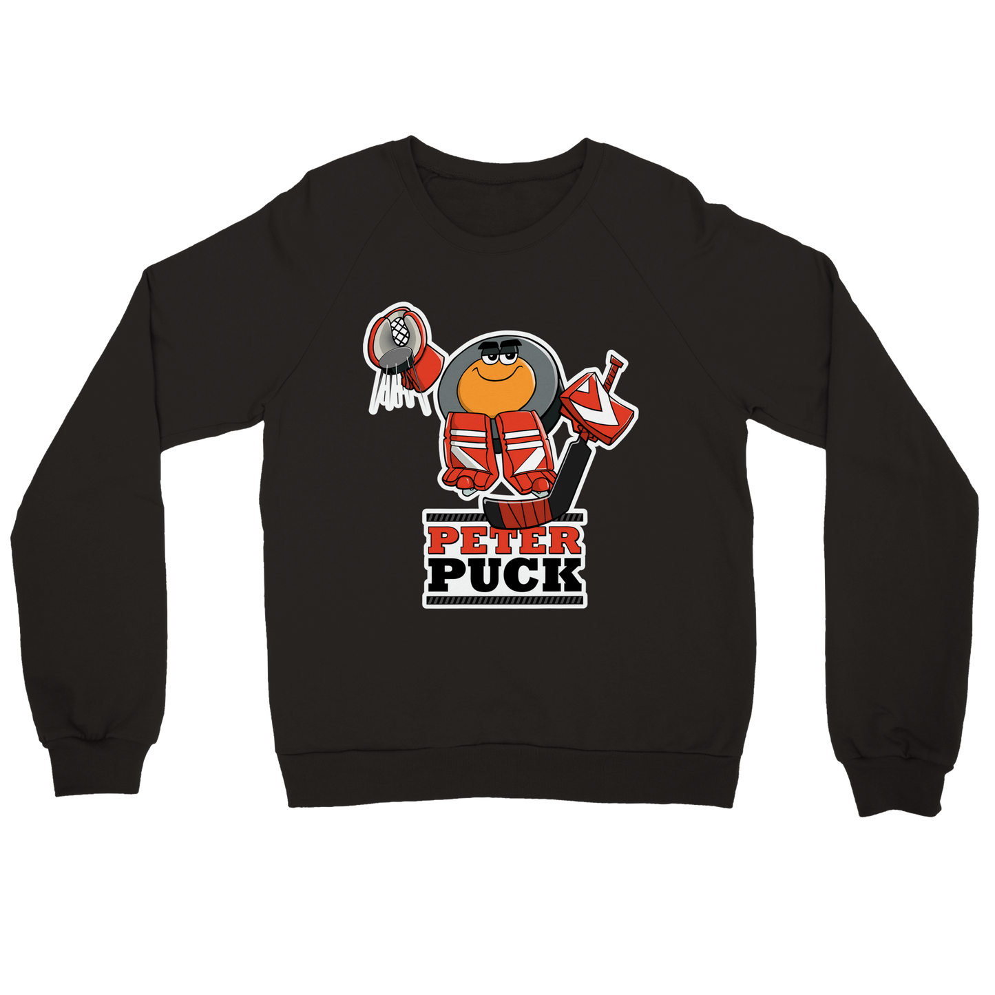 Peter Puck Plays Goalie Mens Premium Crewneck Sweatshirt