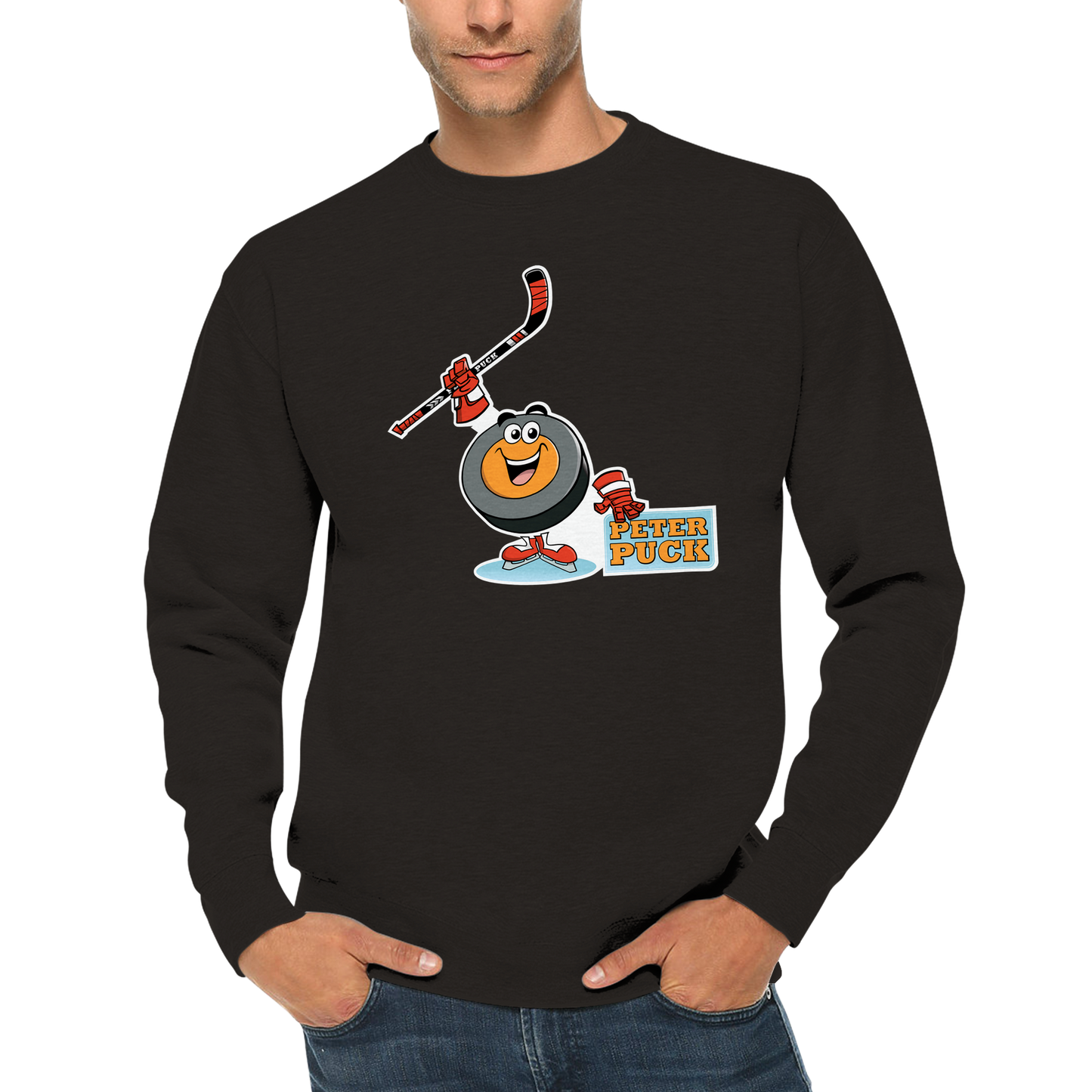Peter Puck Celly Mens Premium Crewneck Sweatshirt