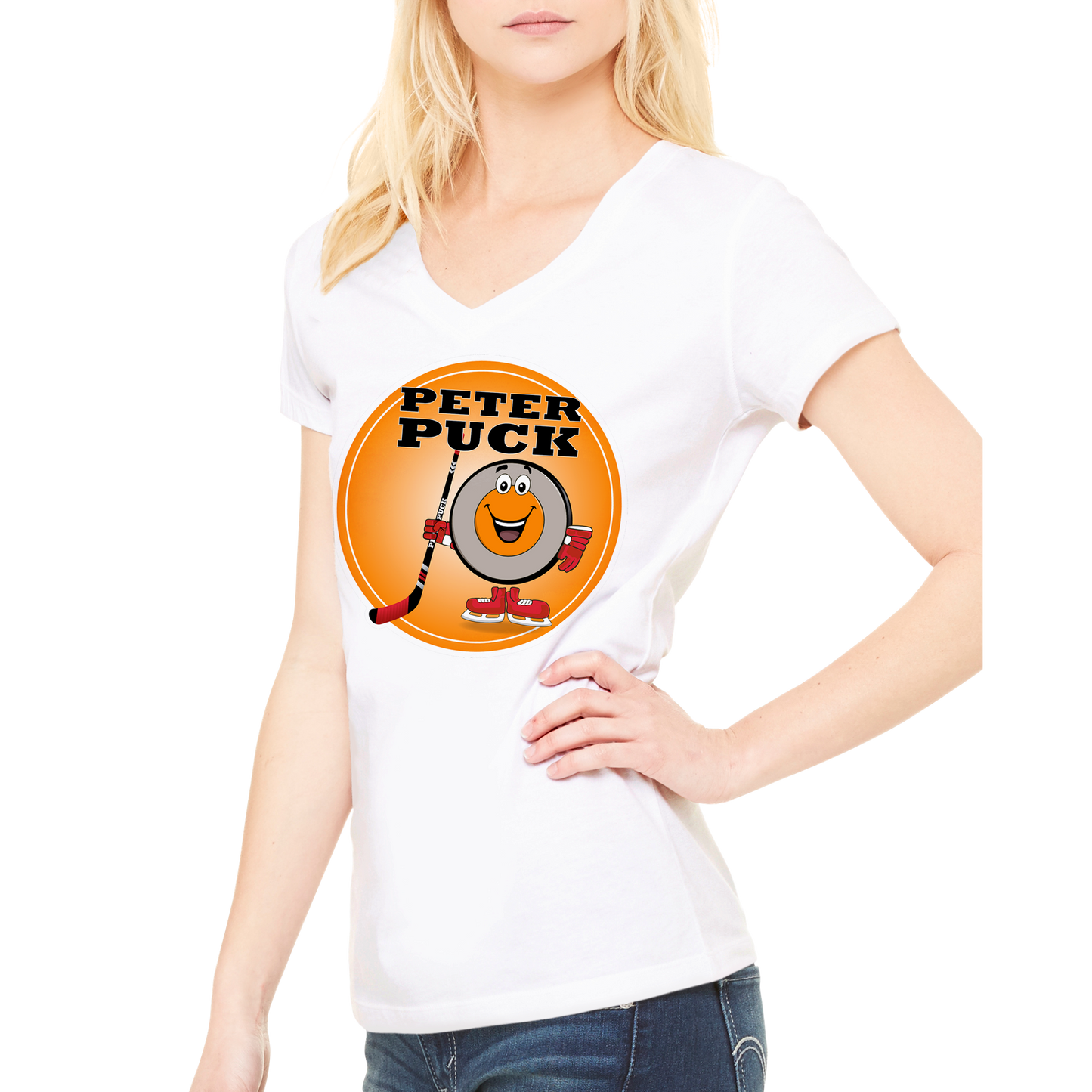 Peter Puck Sunshine Premium Womens V-Neck T-shirt