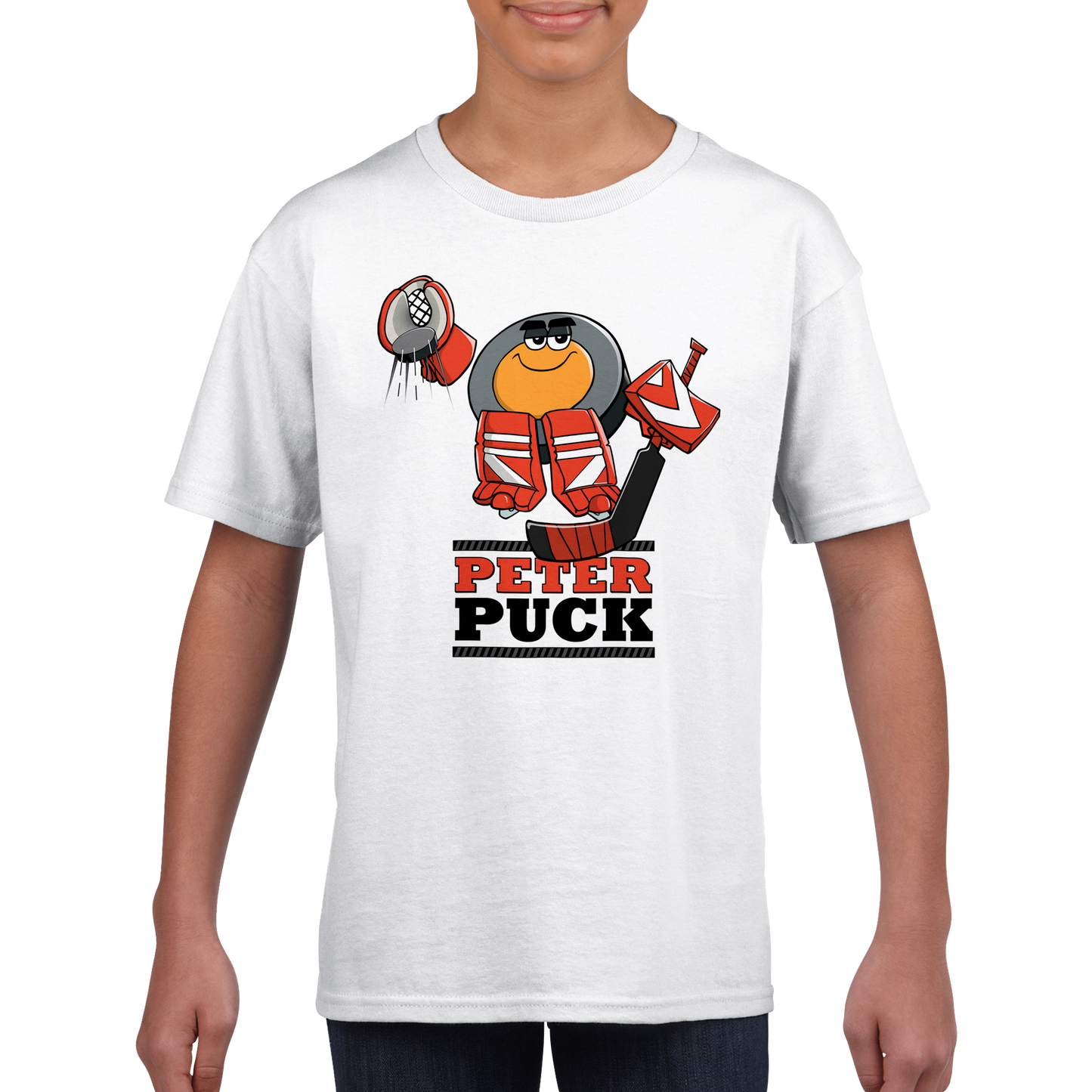 Peter Puck Plays Goalie Classic Kids Crewneck T-shirt