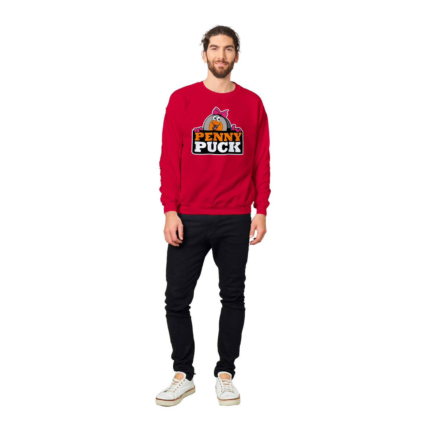 Penny Puck Peek Mens Classic Crewneck Sweatshirt