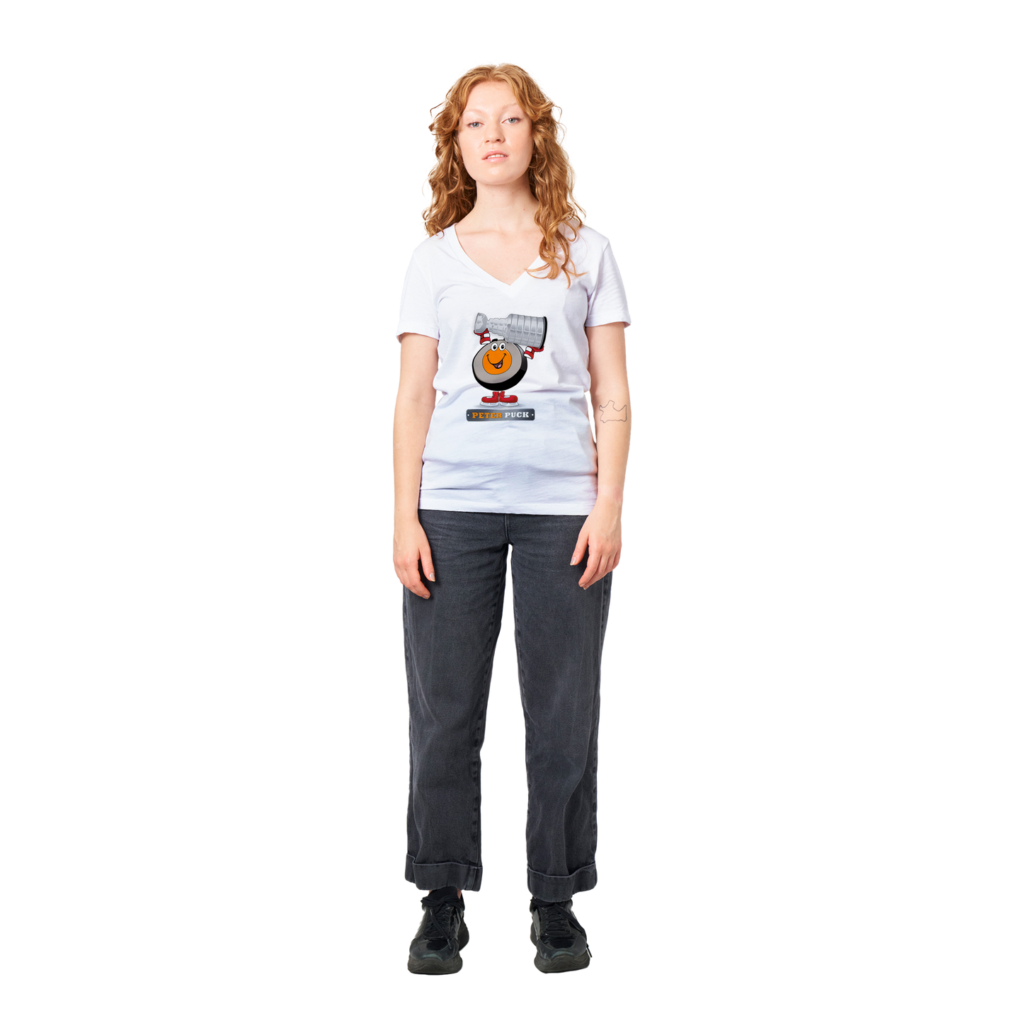 Peter Puck Stanley Cup Premium Womens V-Neck T-shirt