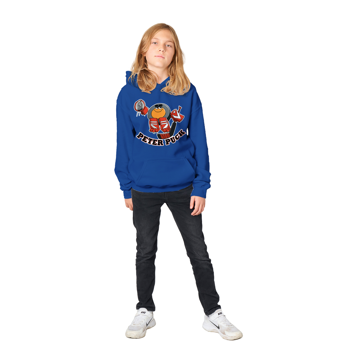 Peter Puck Goalie Save Classic Kids Pullover Hoodie