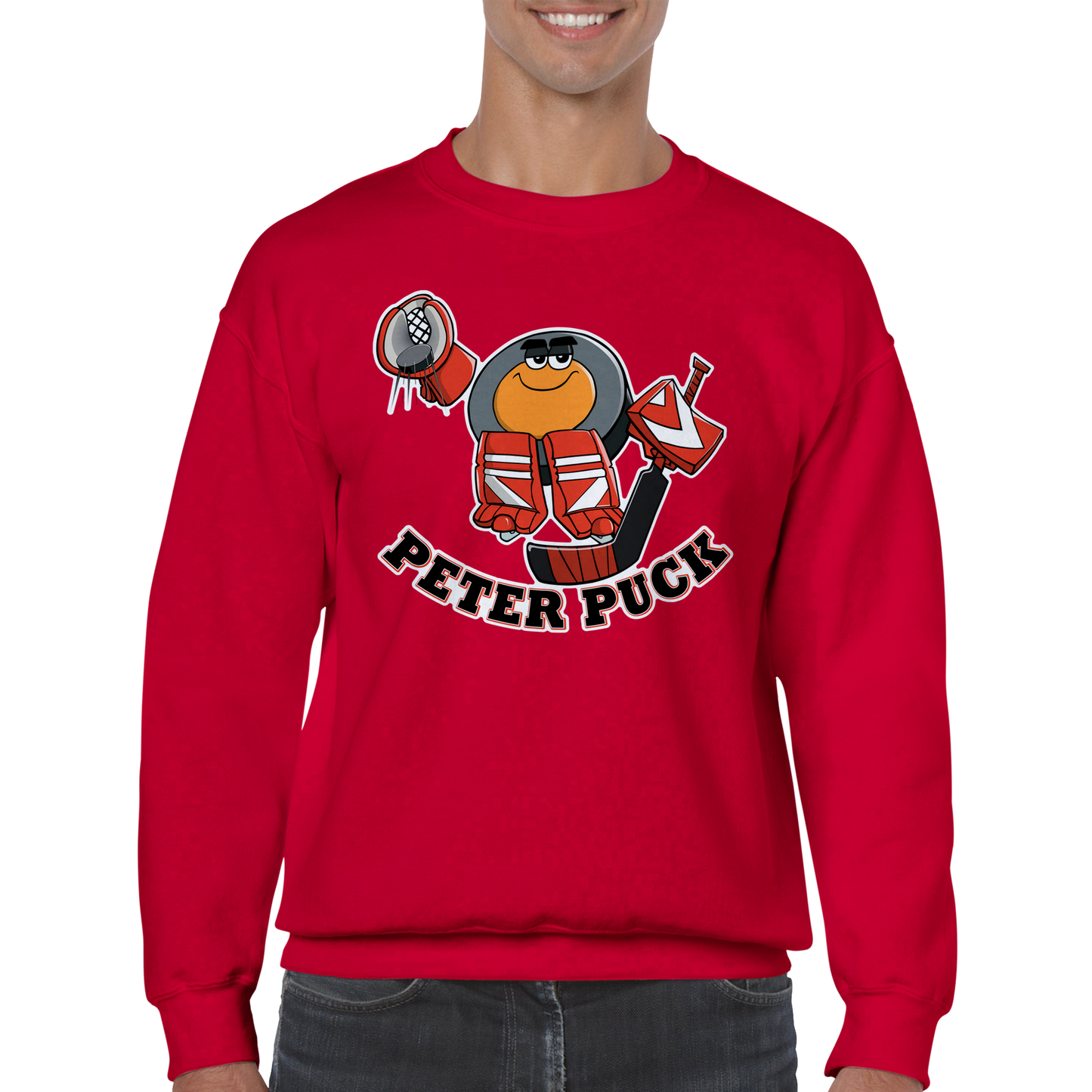Peter Puck Goalie Save Mens Classic Crewneck Sweatshirt