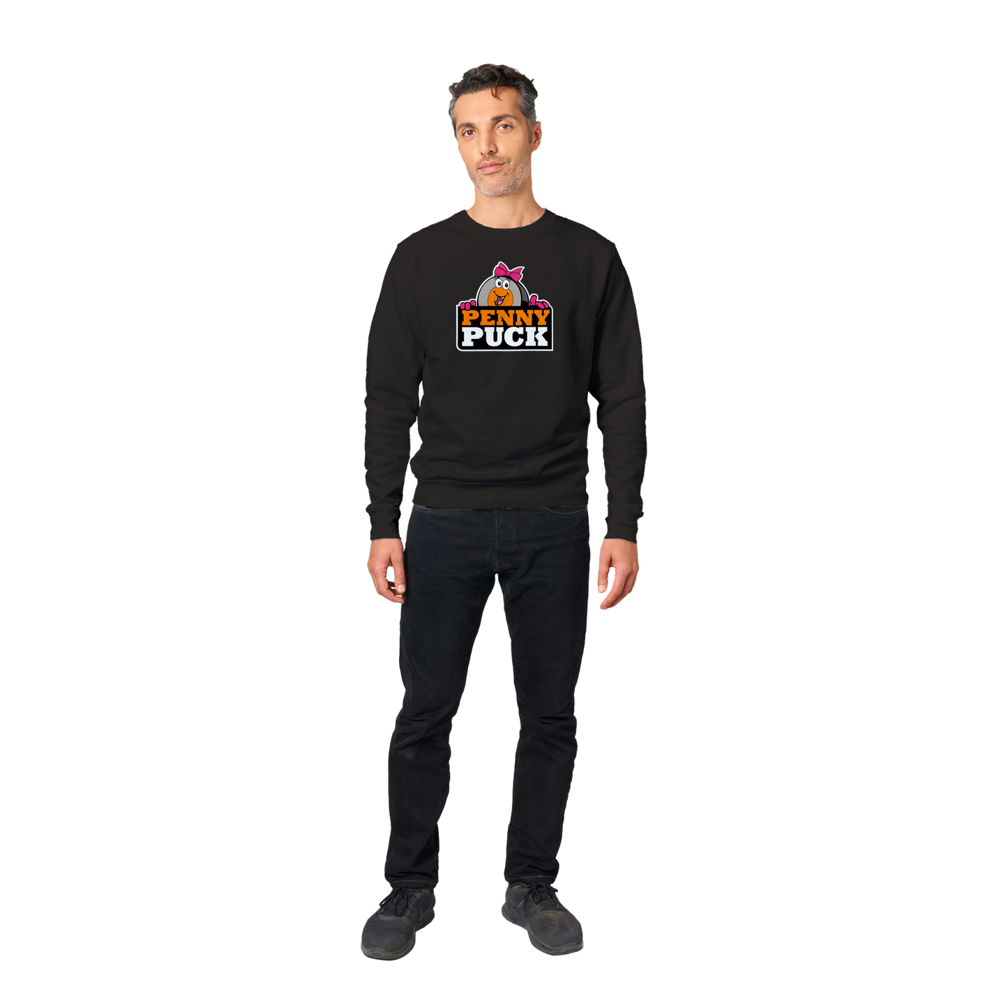 Penny Puck Peek Mens Premium Crewneck Sweatshirt