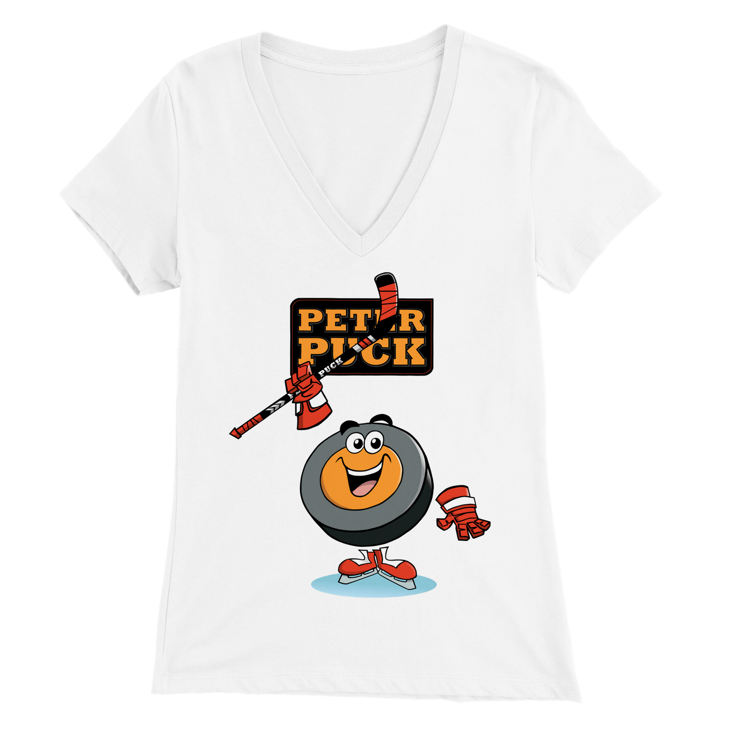 Hey Peter Puck Premium Womens V-Neck T-shirt