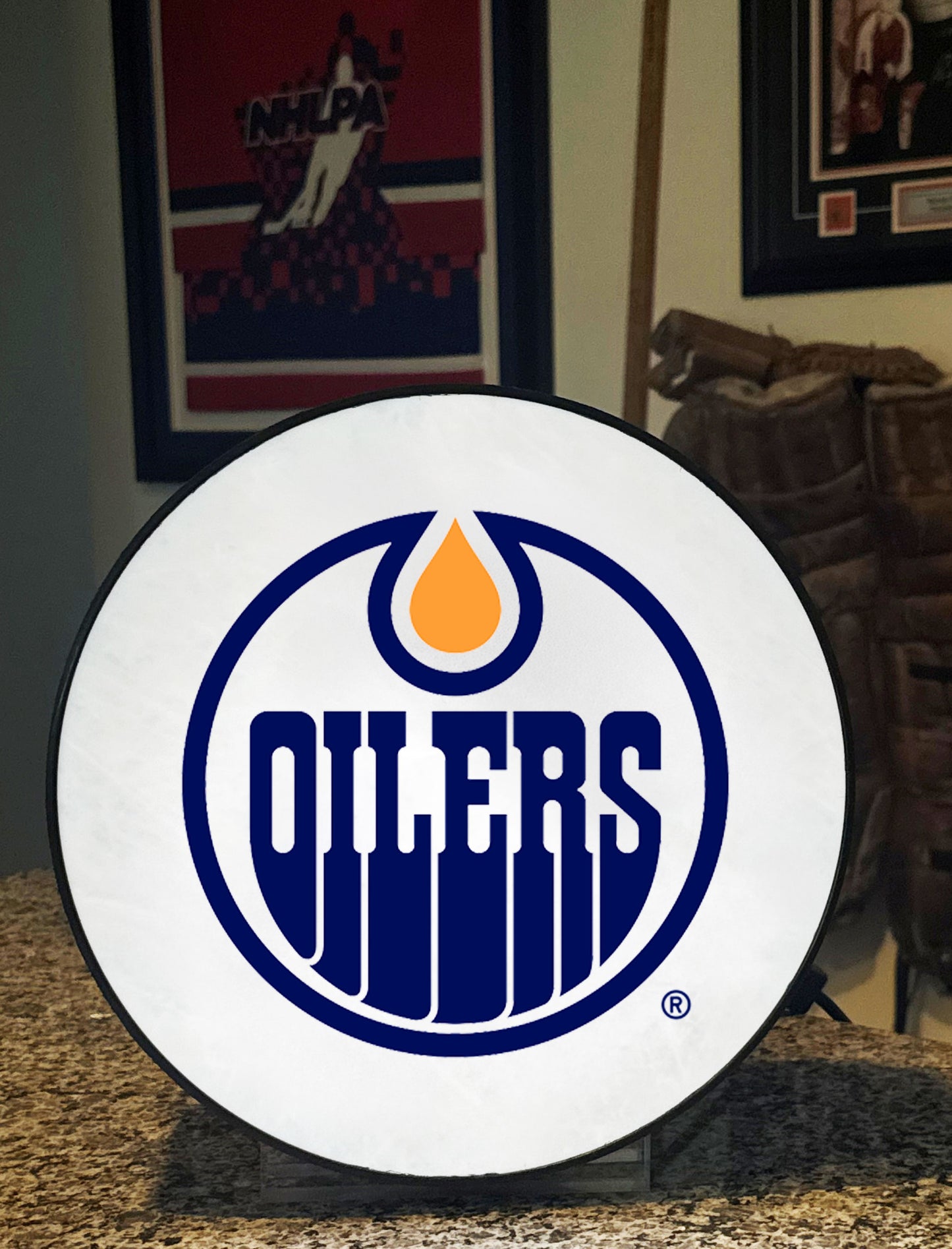 Edmonton Oilers® Hockey Puck Lamp