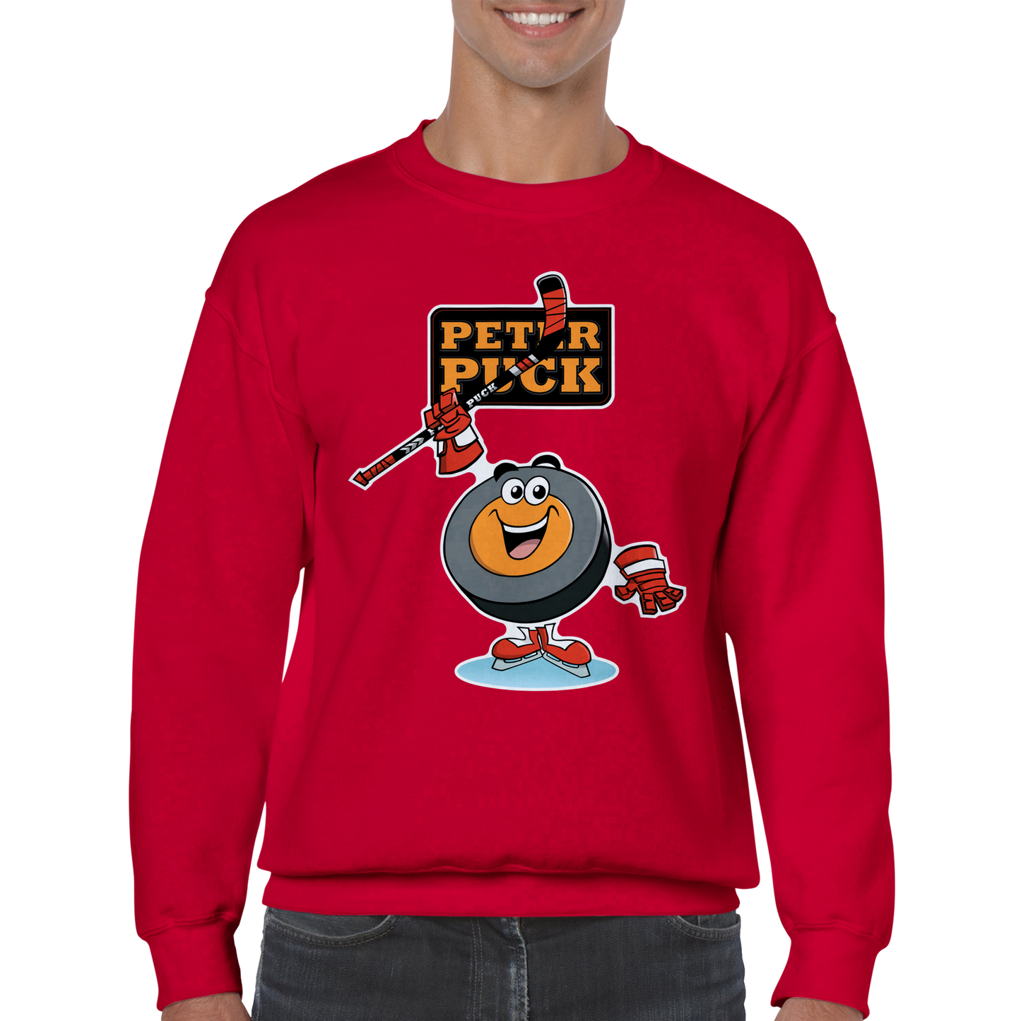 Hey Peter Puck Mens Classic Crewneck Sweatshirt