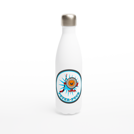 Peter Puck Pose White 17oz Stainless Steel Water Bottle