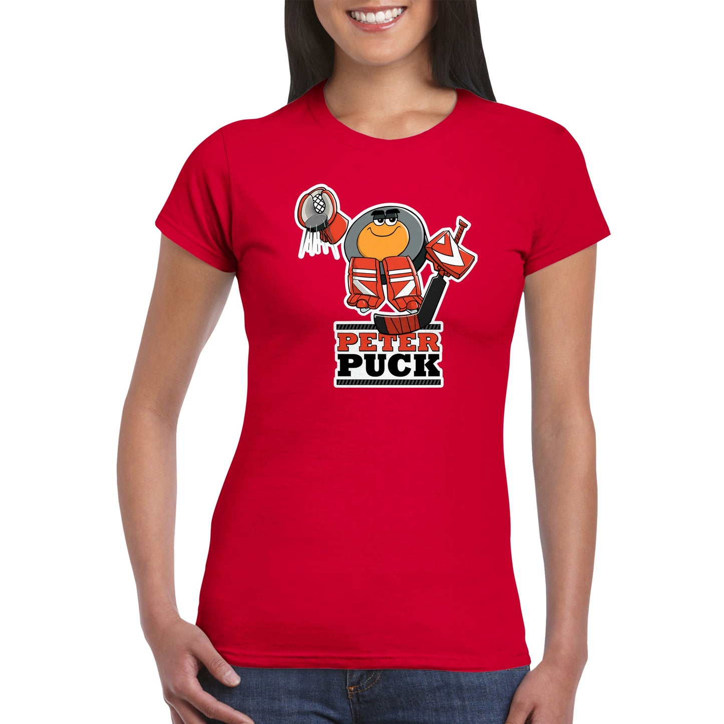 Peter Puck Plays Goalie Classic Womens Crewneck T-shirt