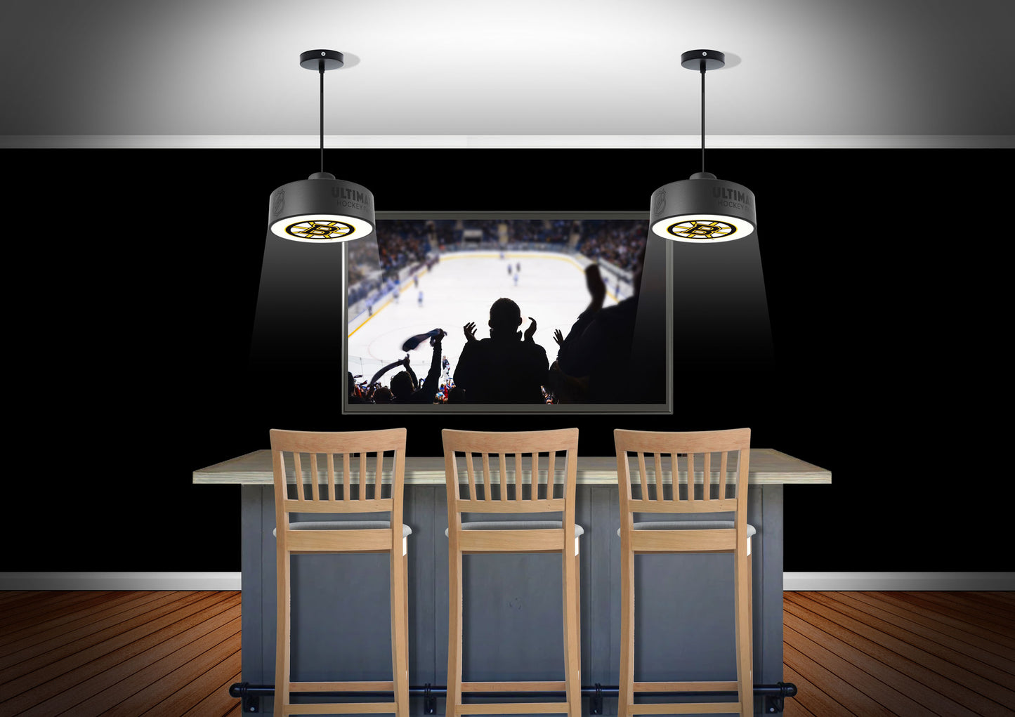 Boston Bruins® Hockey Pendant Puck Light Fixture