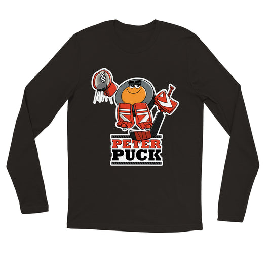 Peter Puck Plays Goalie Premium Mens Longsleeve T-shirt