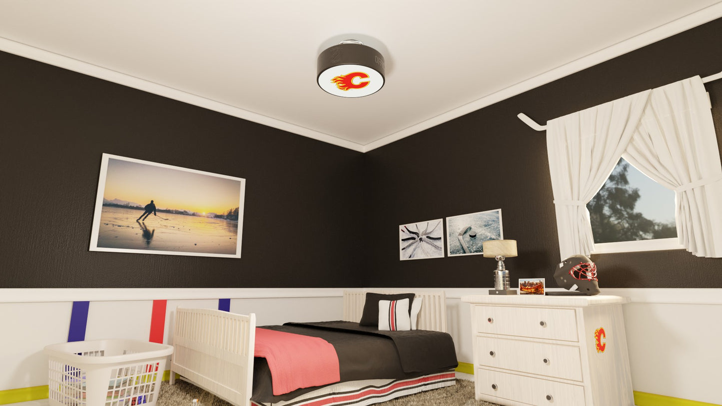 Calgary Flames® Hockey Flush Mount Puck Light Fixture