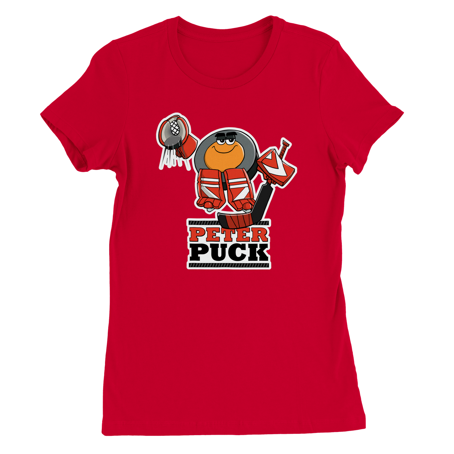 Peter Puck Plays Goalie Premium Womens Crewneck T-shirt