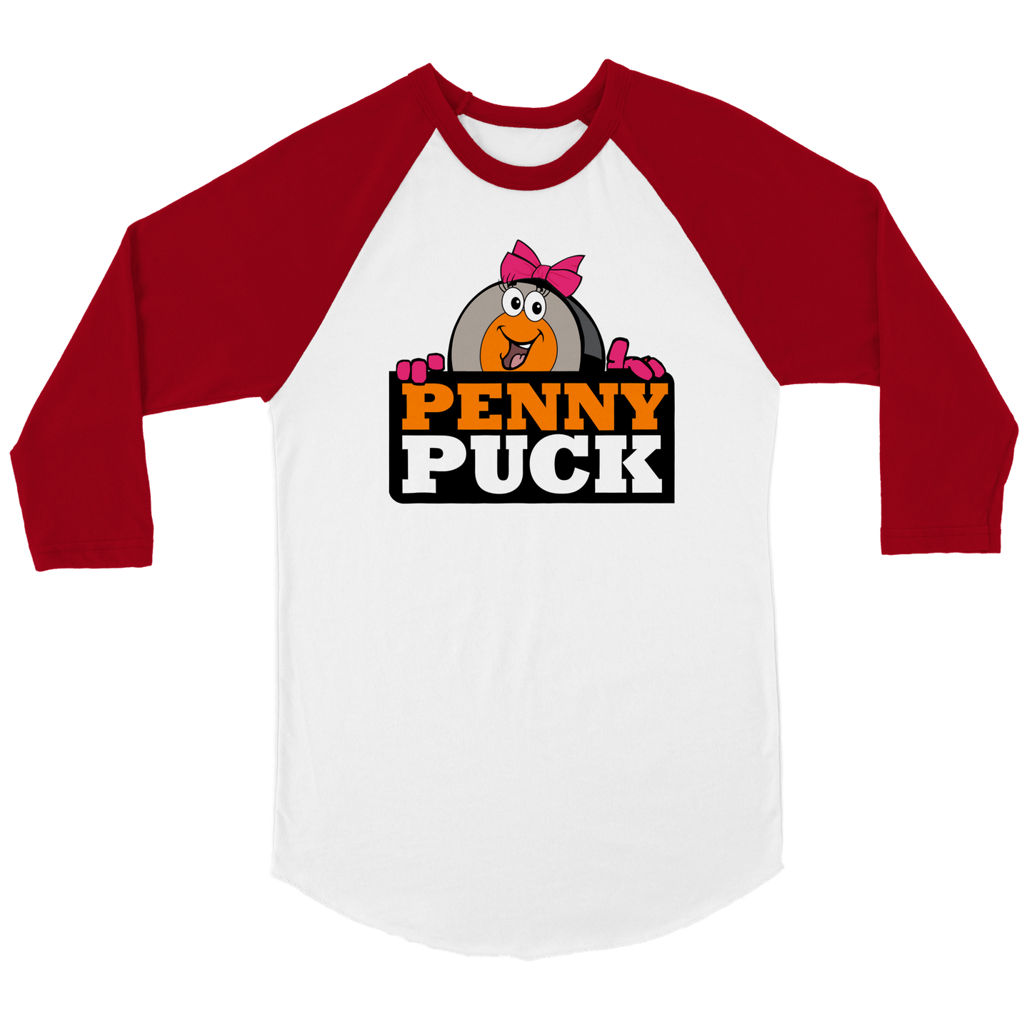 Penny Puck Peek Mens 3/4 sleeve Raglan T-shirt