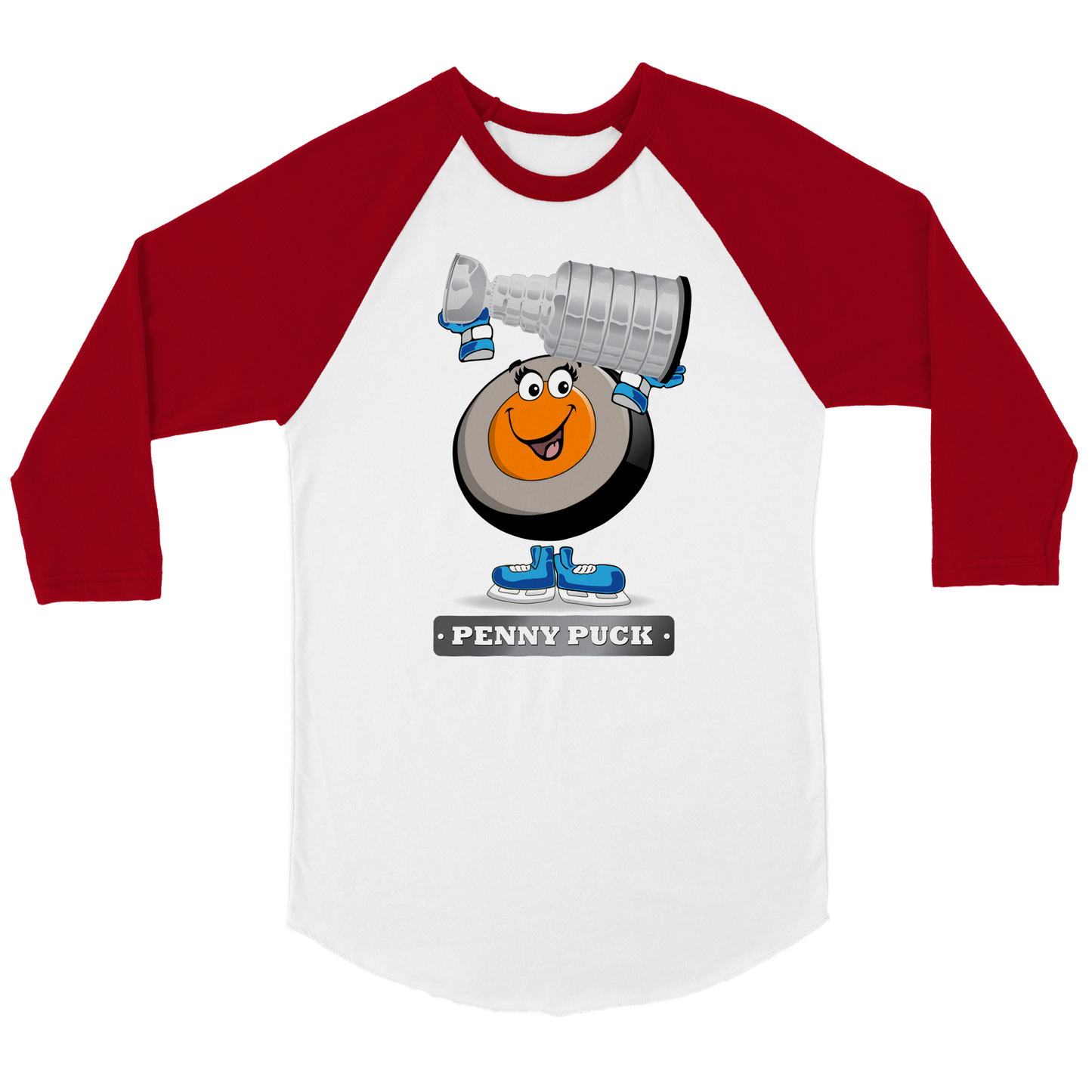Penny Puck Stanley Cup Mens 3/4 sleeve Raglan T-shirt