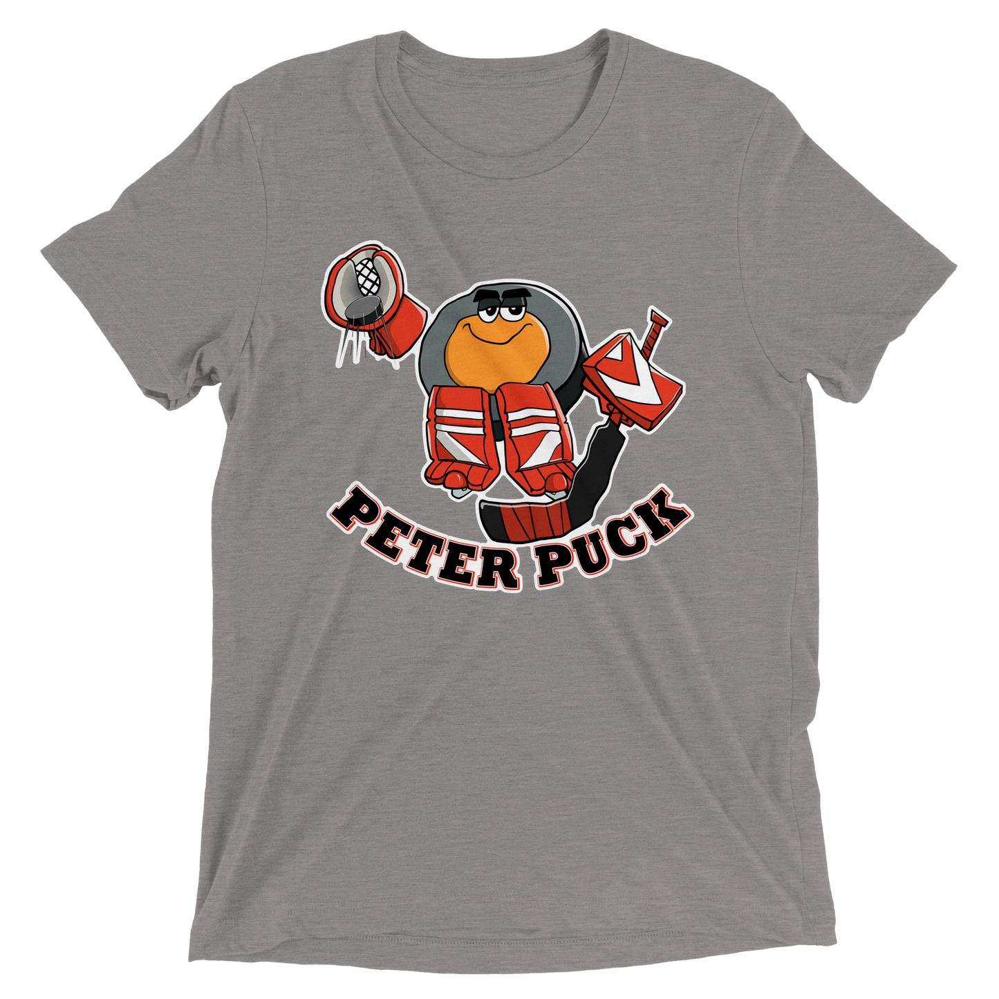 Peter Puck Goalie Save Mens Triblend Crewneck T-shirt