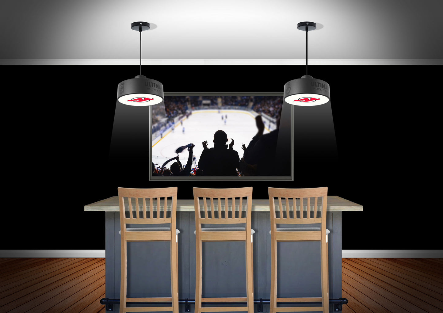 New Jersey Devils® Hockey Pendant Puck Light Fixture