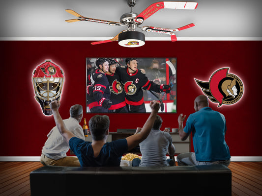 Ottawa Senators: Team Spirit - Framed Mirrored Wall Sign - The Fan-Brand Mirrored Background
